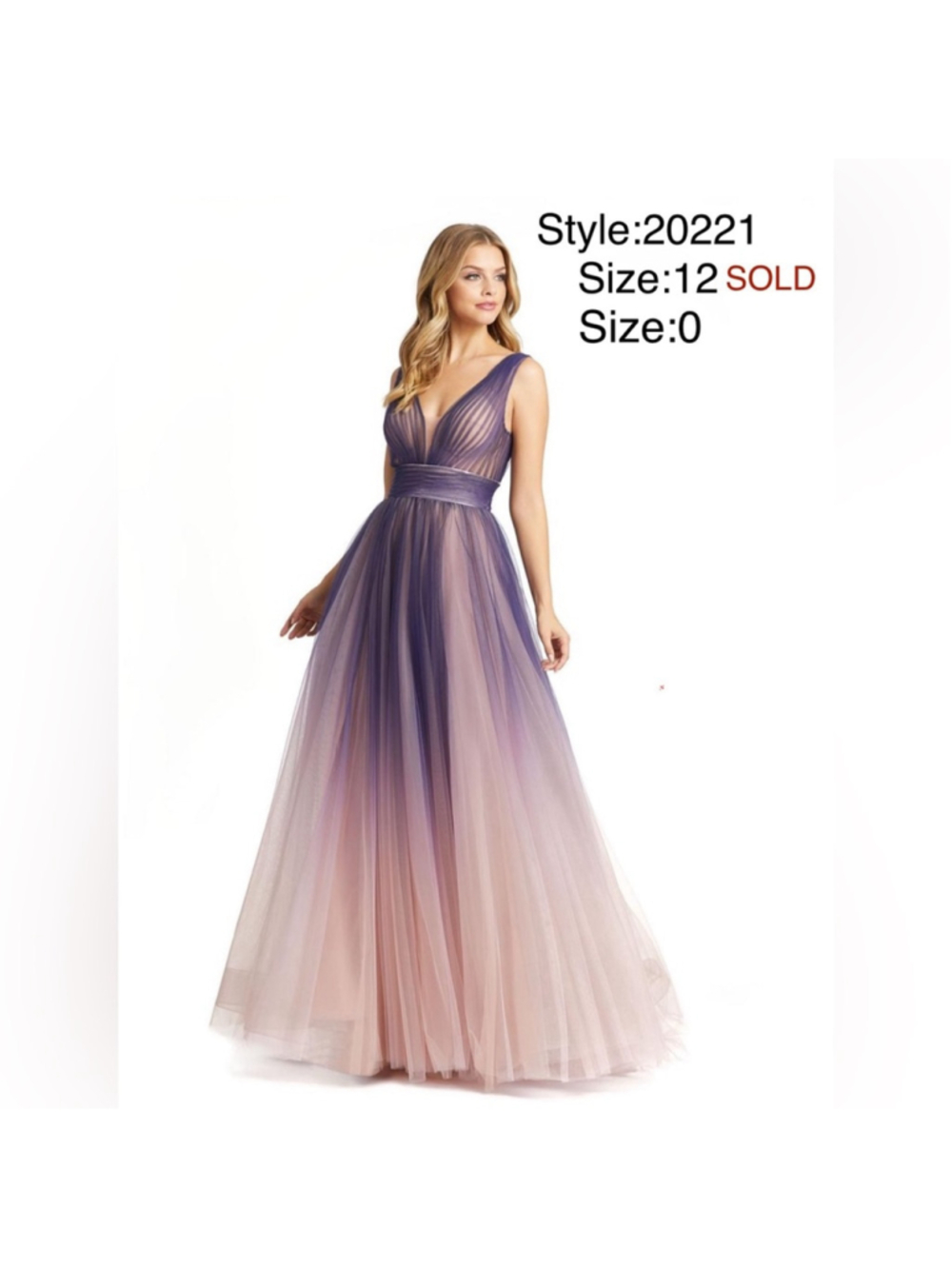 Sleeveless ombré tulle ballgown